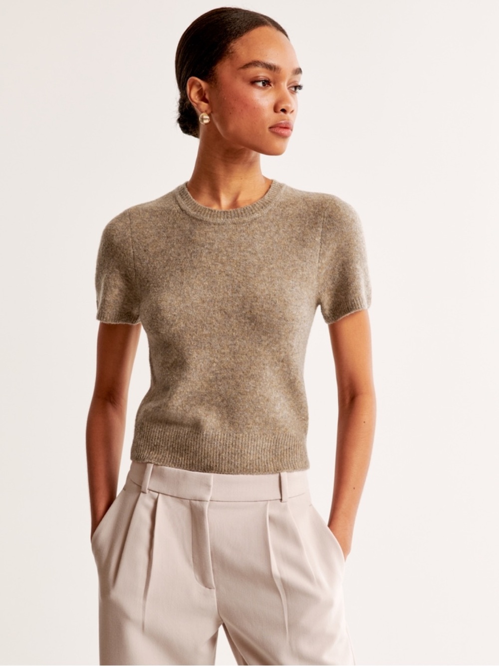 Abercrombie light brown Crew Sweater Tee - M - worn once!